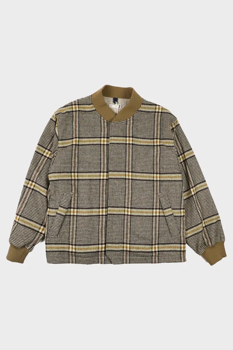 Fly-Front Rib-Collar Blazer-Jacket – Brown Base With Yellow Trim 1