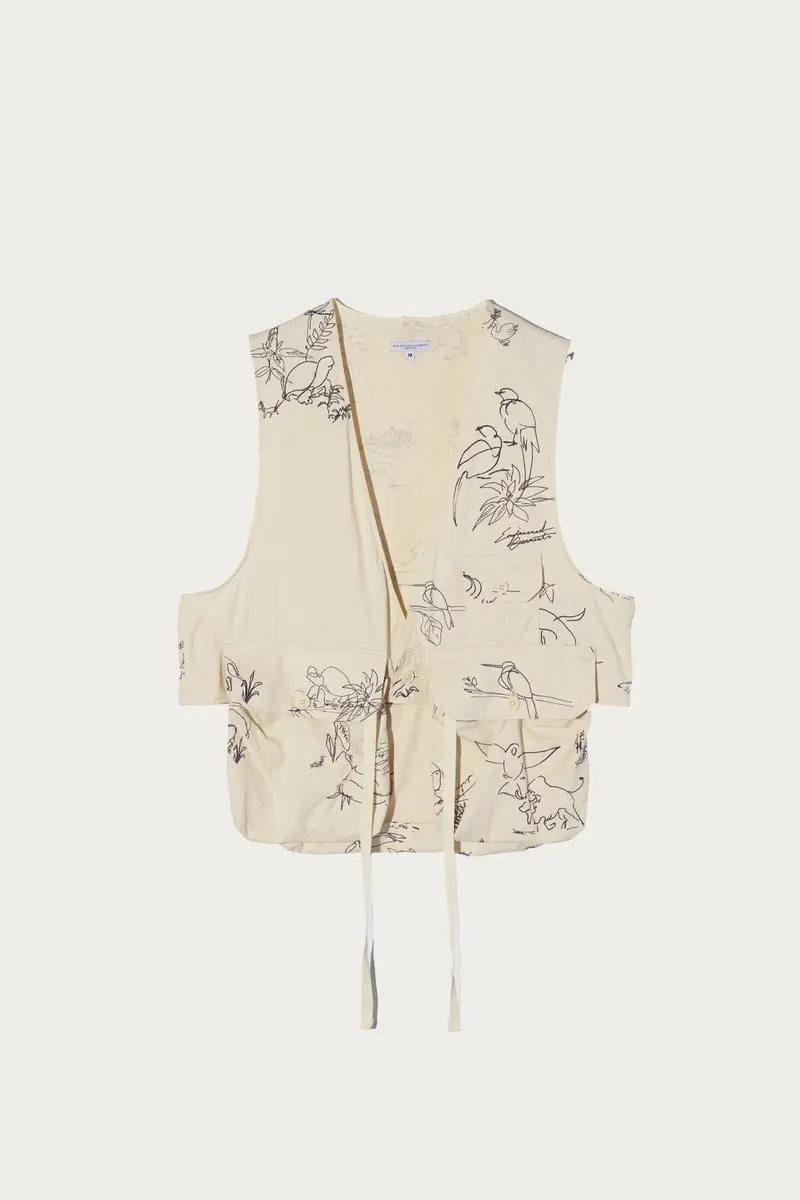 Fowl Vest In Natural Animal Print Flat Twill (6.5 Oz) 1
