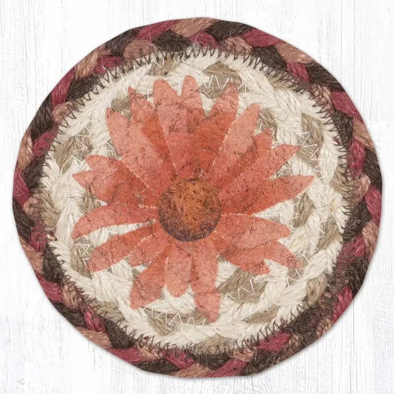 Garden-Inspired Jute Coaster – 5-Inch Botanical Style 1