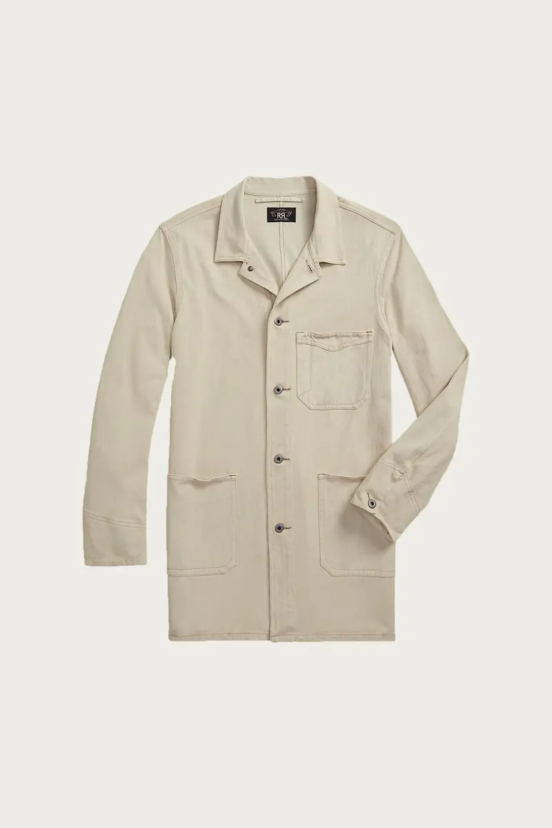 Garment-Dyed Herringbone Shop Coat – Stone 1