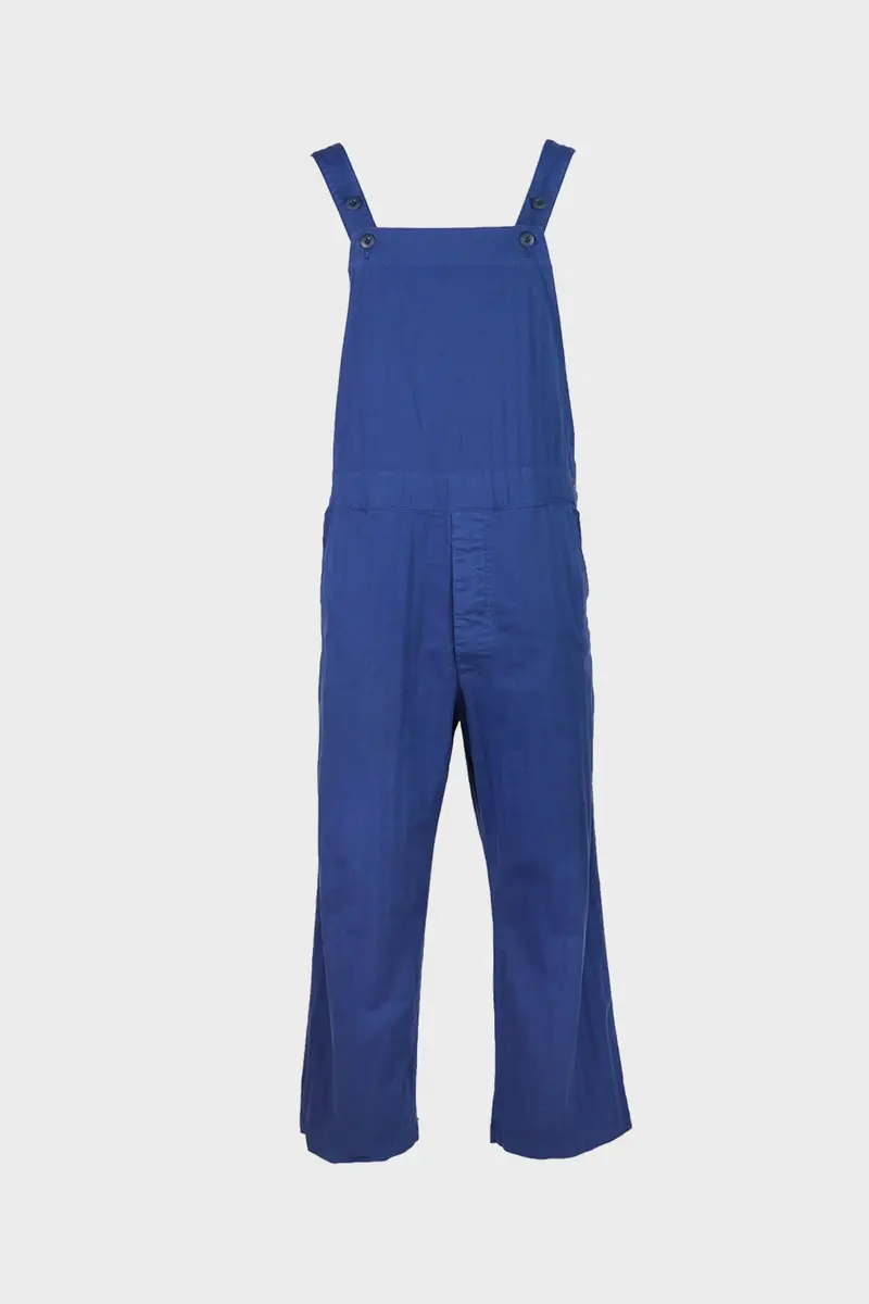 Garment-Dyed Wide-Herringbone Bib Overalls – Bold Royal Blue Wash 1