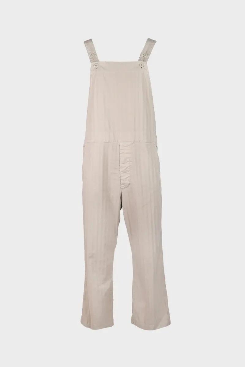 Garment-Dyed Wide-Herringbone Bib Overalls – Heritage Gray-Beige Blend 1