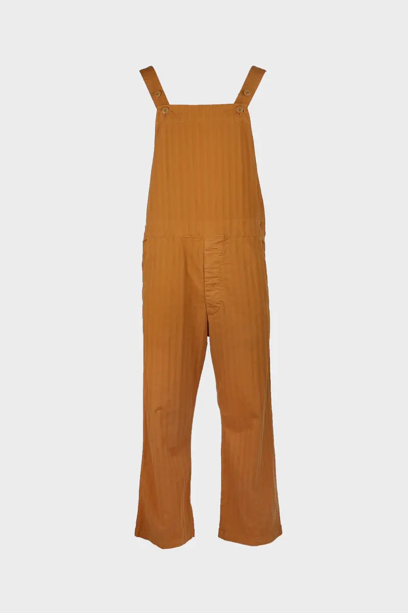 Garment-Dyed Wide-Herringbone Bib Overalls – Rustic Ochre Finish 1