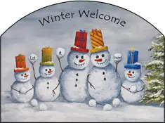 Gift-Adorned Snowmen Garden Welcome Sign 1