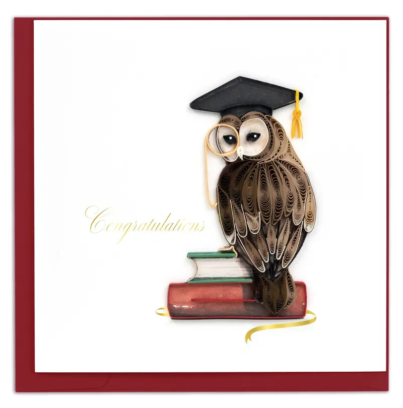 Graduation-Themed Owl Quilling Card 1