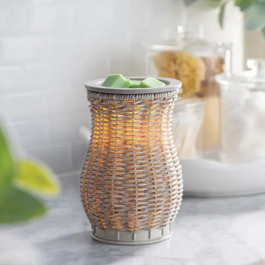 Gray Washed Wicker Illuminated Fragrance Warmer 1