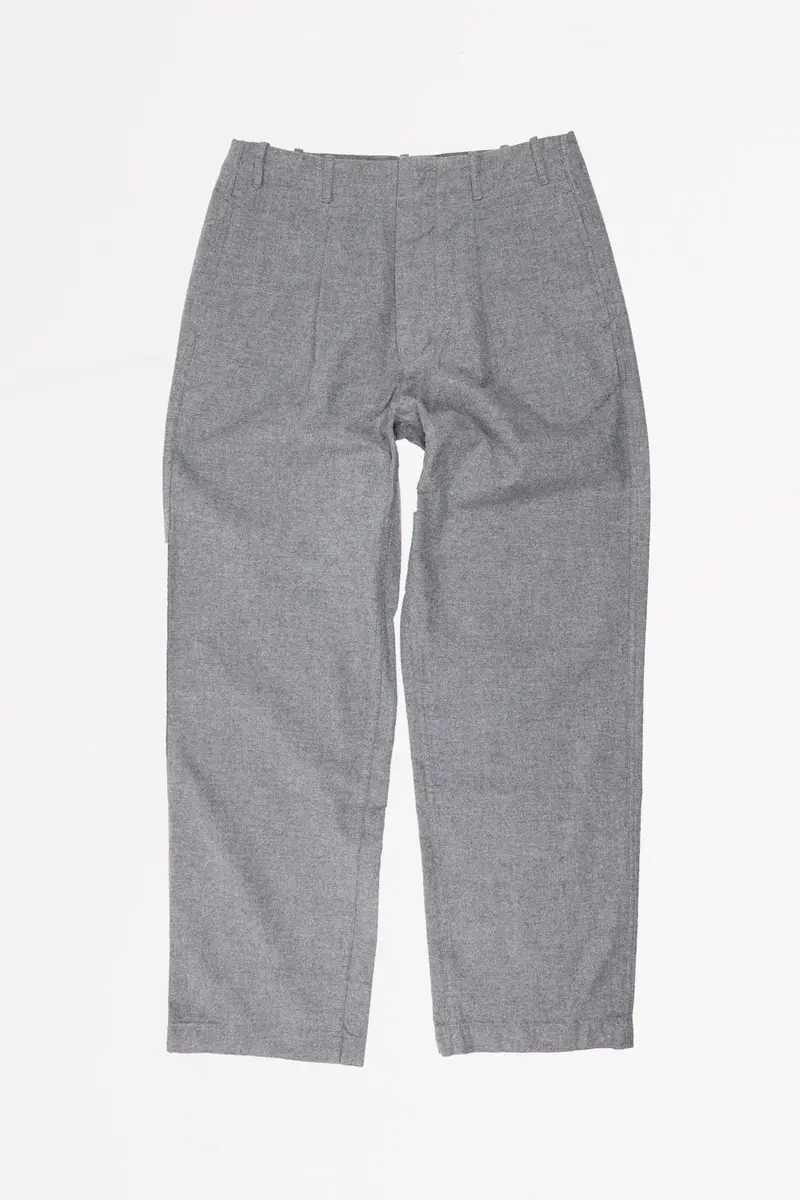 Grey Cotton Flannel Belted Trousers 1