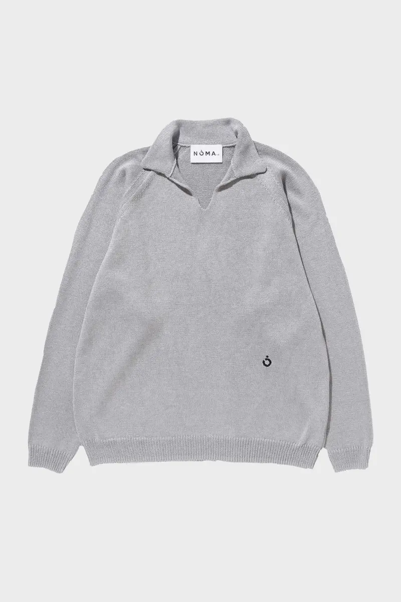 Grey Skipper-Neck Lightweight Sweater 1