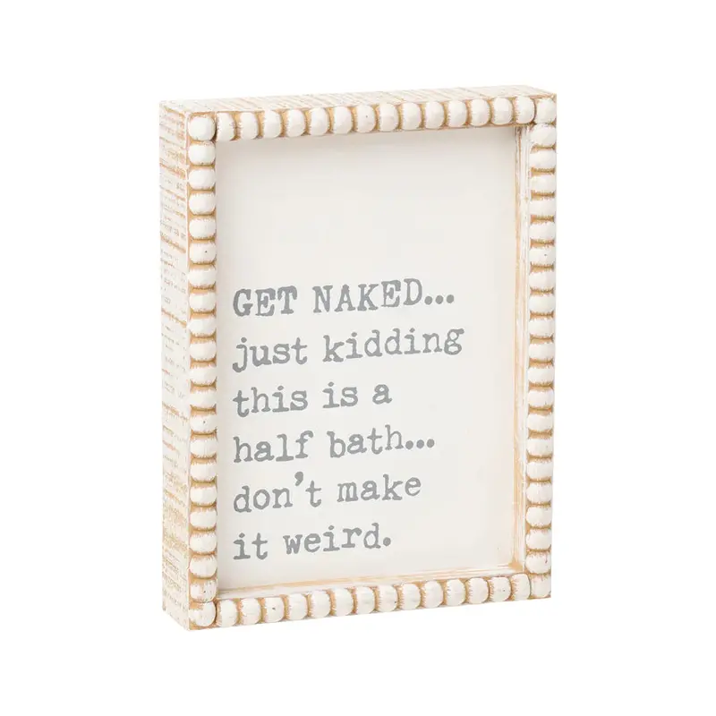 Half-Bath Beaded Wooden Box Sign With Rustic Charm 1