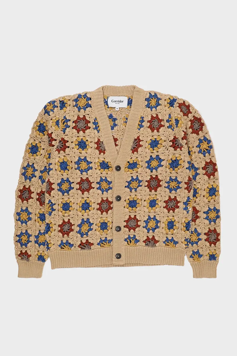 Hand-Crocheted Pima Cotton Cardigan – Natural Beige 1