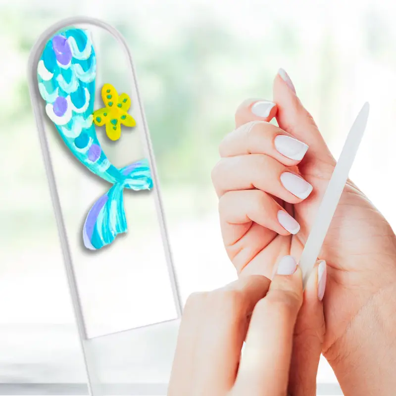 Hand-Painted Mermaid-Themed Crystal Nail File With Nautical Fantasy Design 1