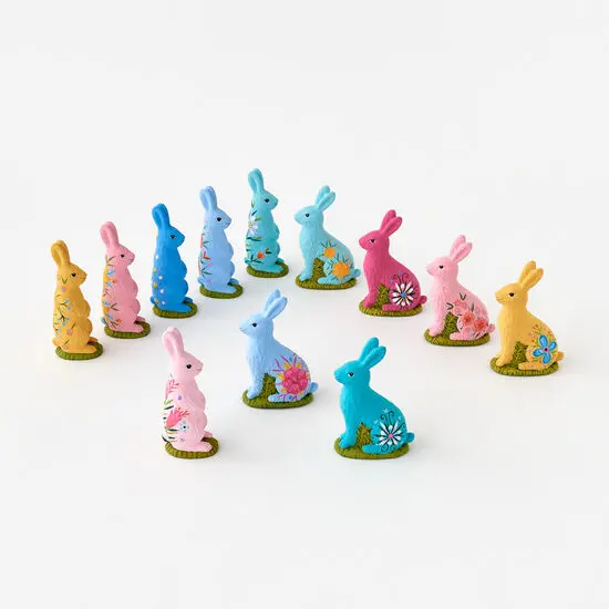 Hand-Painted Resin Bunny Figurines – Mixed Designs 1