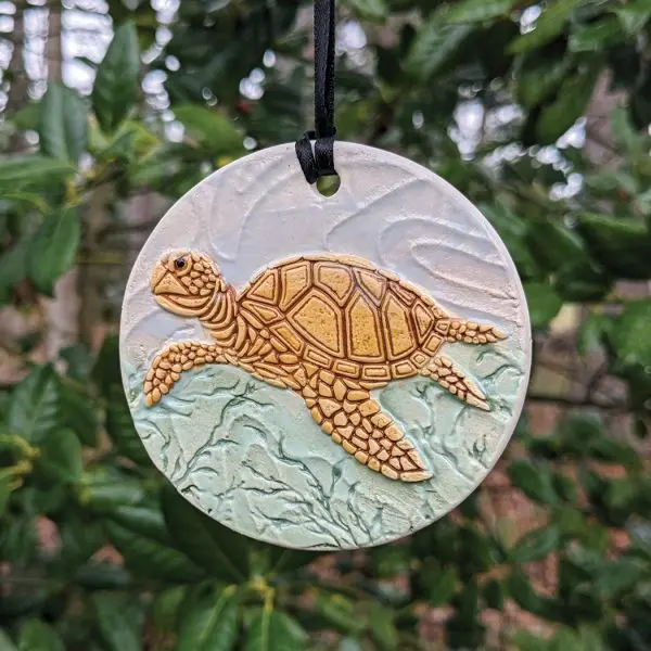 Hand-Painted Sea Turtle Holiday Ornament 1