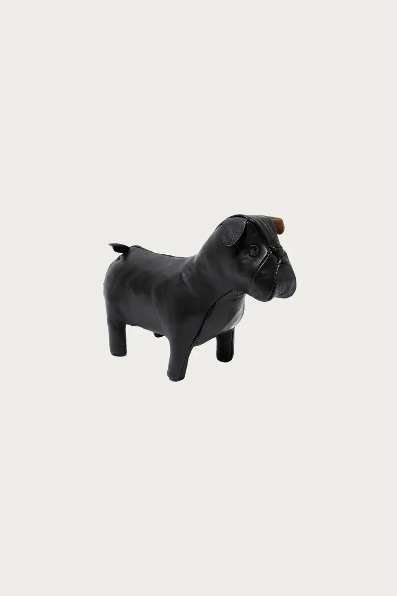 Handcrafted Miniature Horsehide Animal Figurine – Bulldog 1