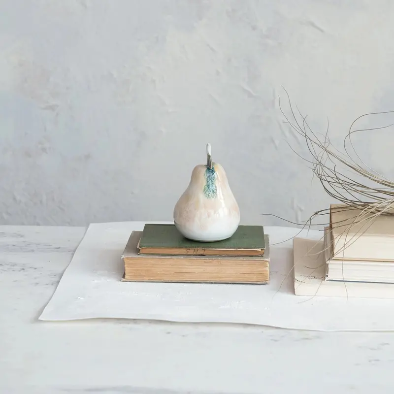 Handcrafted Pear-Shaped Stoneware Vase With Reactive Glaze Finish 1