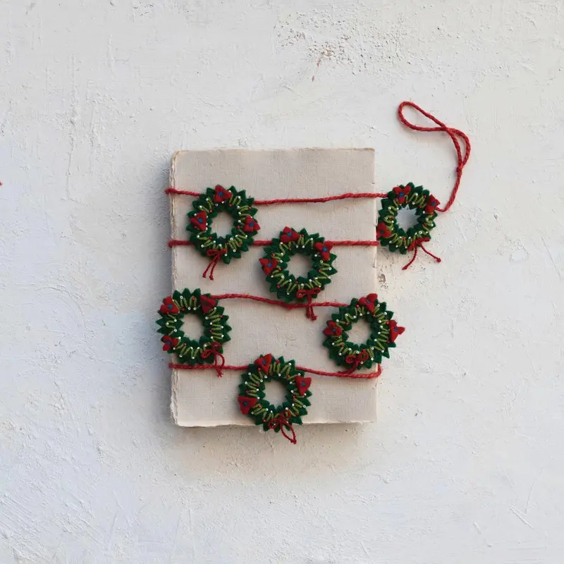 Handcrafted Wool Felt Holiday Garland – 6-Foot Wreath Style 1