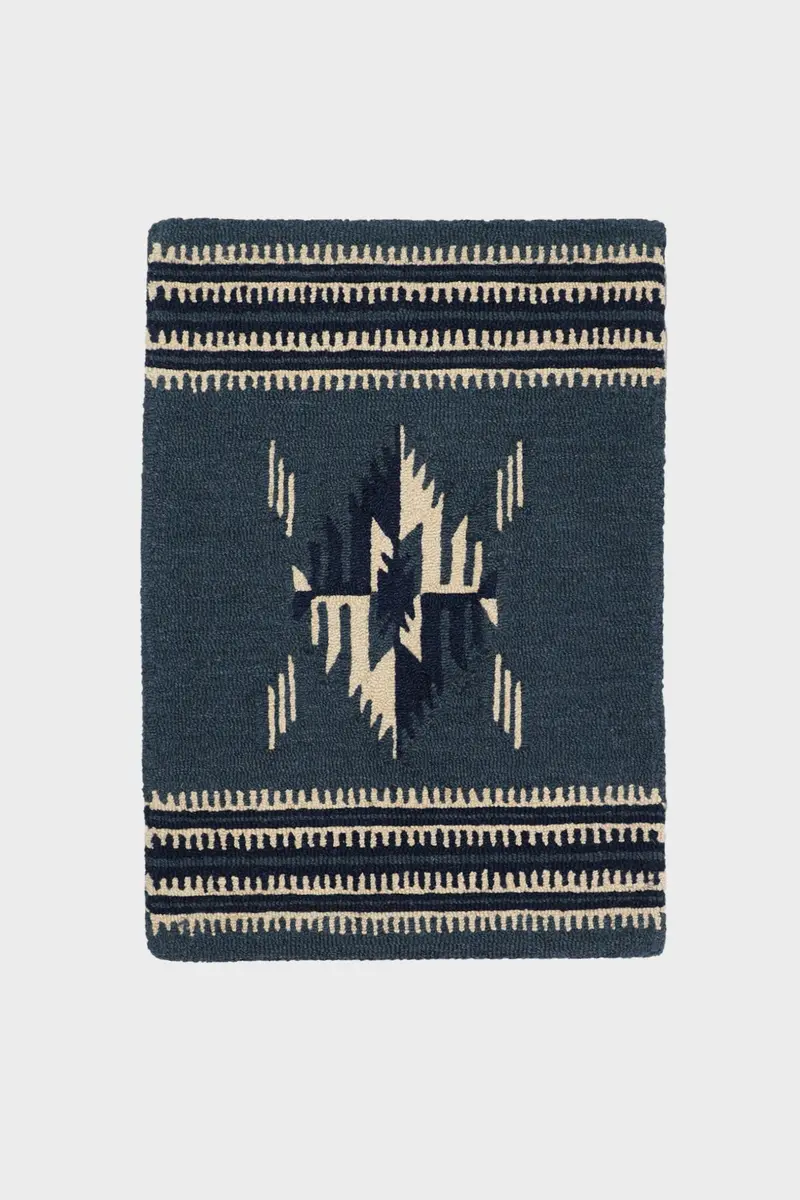 Handwoven Indigo-Dyed Natural Fiber Doormat 1