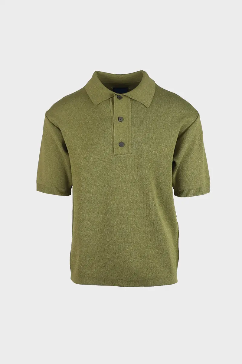 Hanji-Weave Polo Sweater – Khaki 1