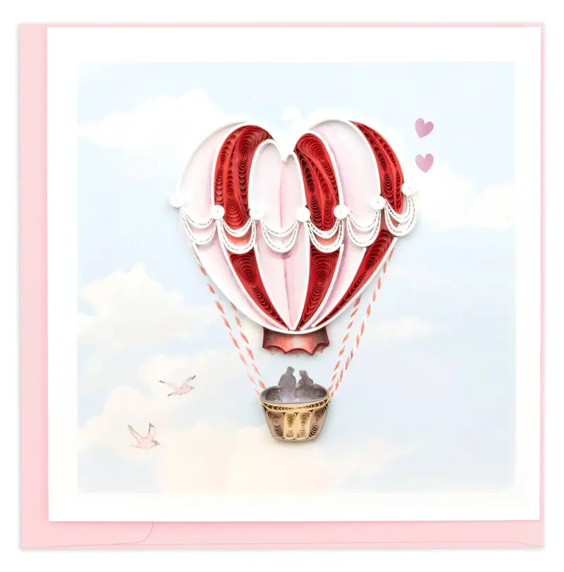 Heart-Shaped Air Balloon Quilled Greeting Card 1