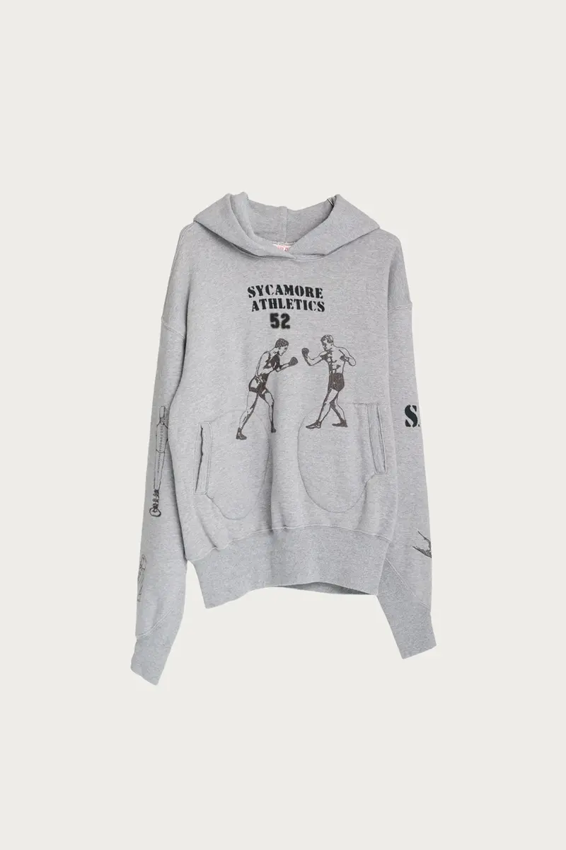 Heather Grey Boxing-Inspired Pullover Hoodie 1