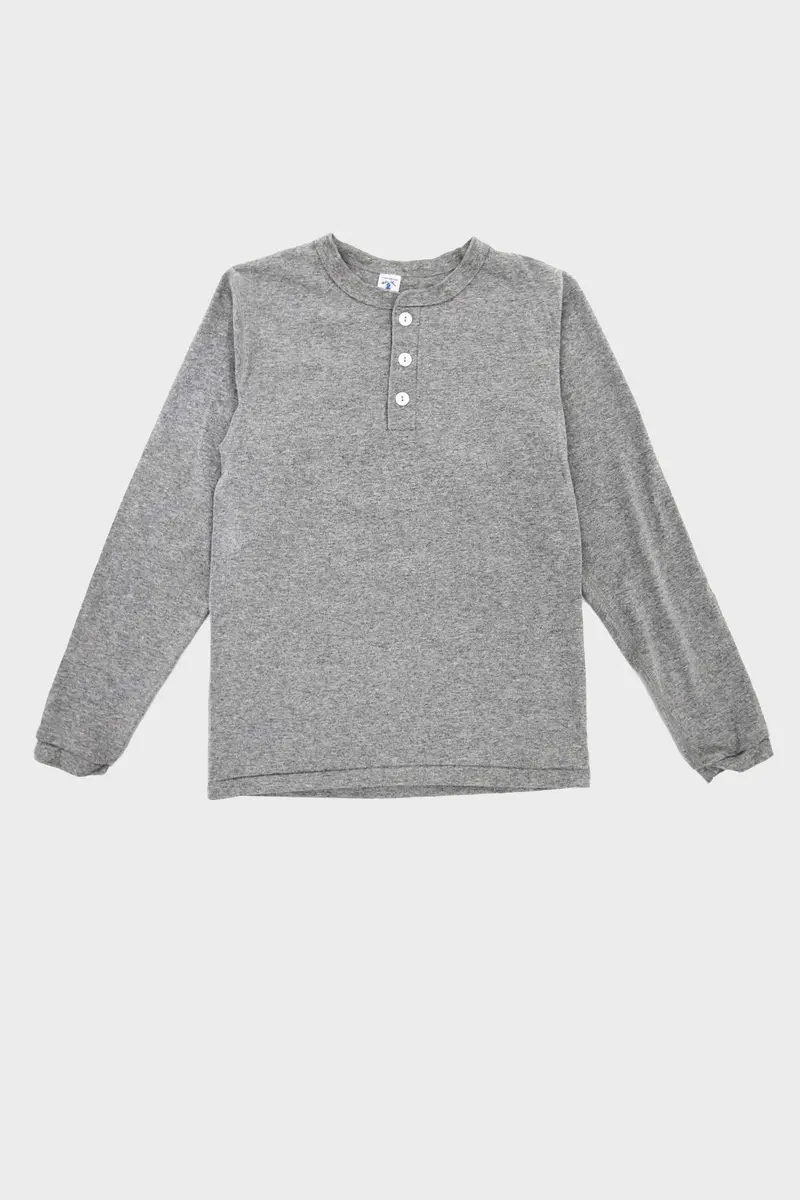 Heather Grey Knit Henley – Seamless Tubular Design 1