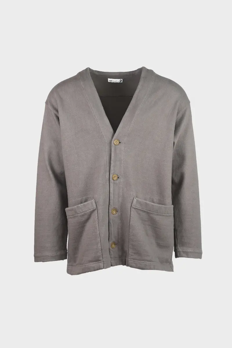 Heavy Jersey Four-Button Knit Cardigan – Slate Gray 1