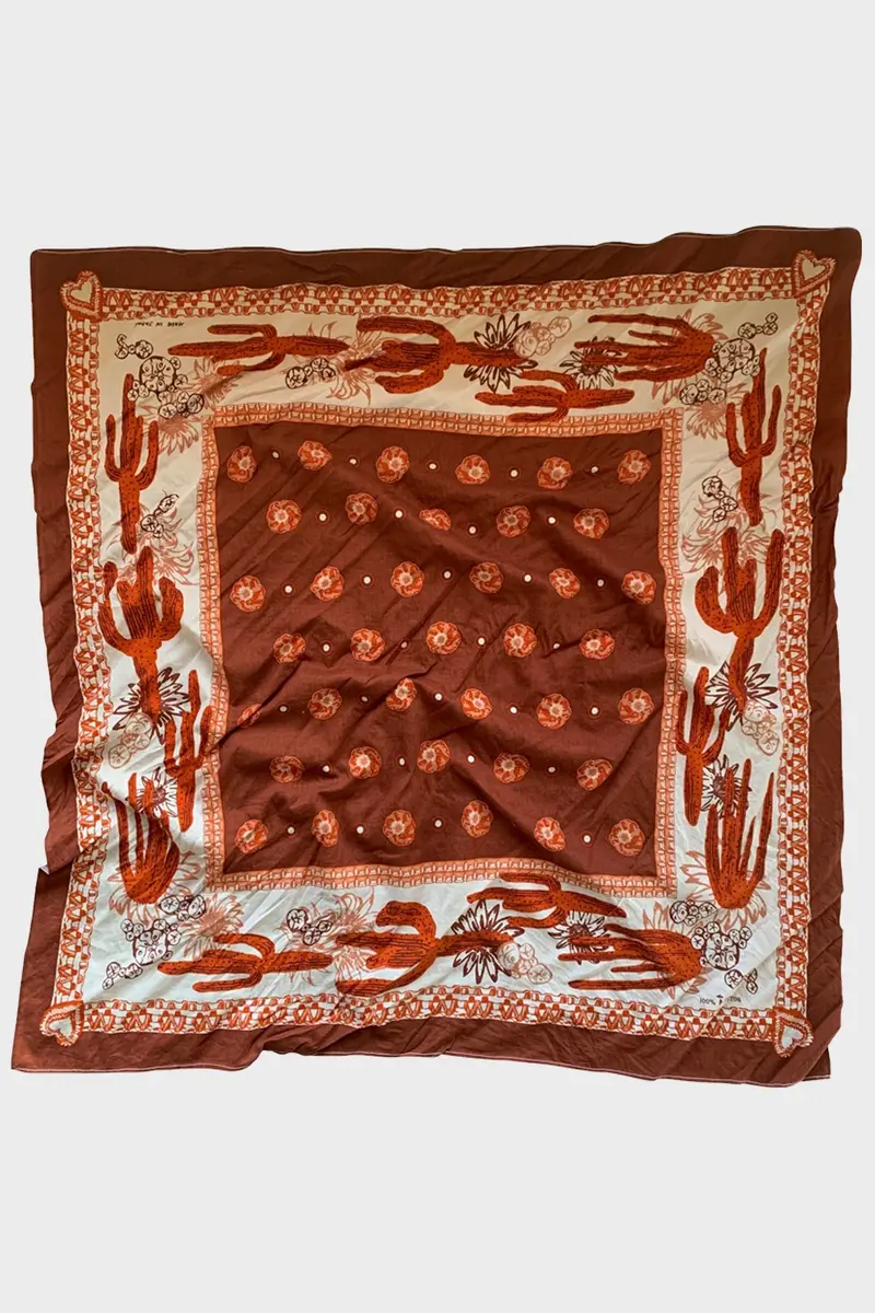 "Hikuri" Artist Bandana – Gingerbread Spice Print Cotton Scarf 1