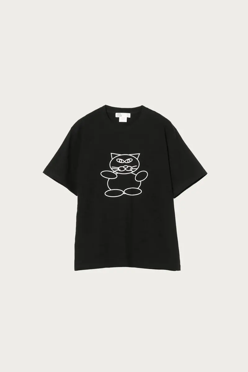 Himma Illustrated Cat Graphic Tee – Black Cotton 1