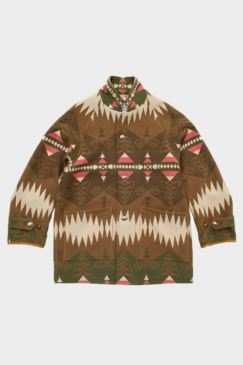Hopiland Native-Inspired Blanket Coat – Khaki 1