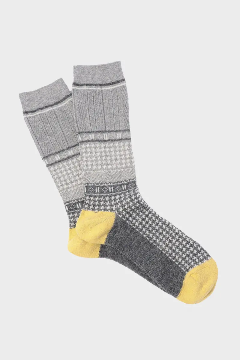 Houndstooth Jacquard Crew Neck Sweater – Medium Grey 1