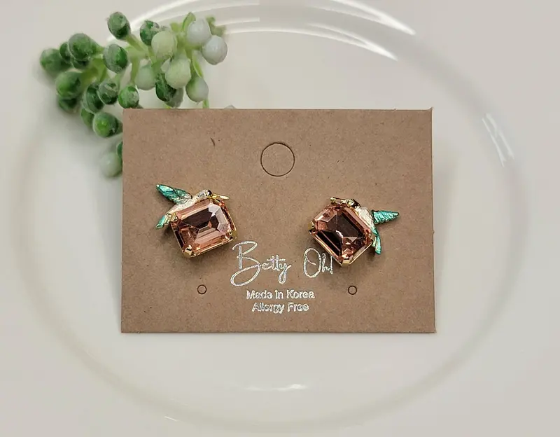 Hummingbird Stud Earrings With Genuine Stone Accent 1