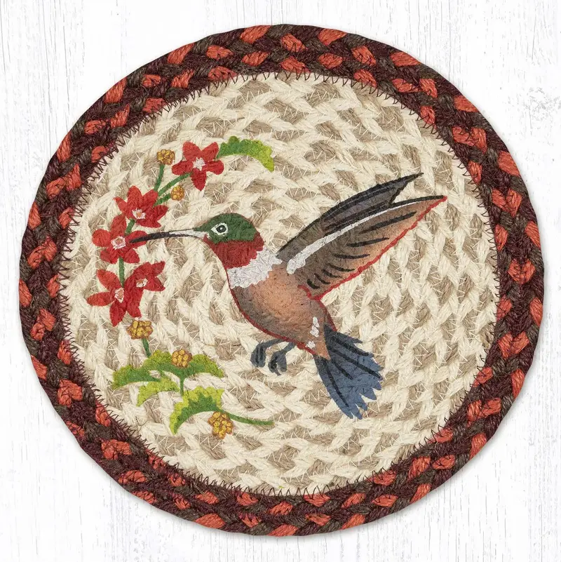 Hummingbird-Themed Jute Trivet – 10" Eco-Friendly Heat Protector 1