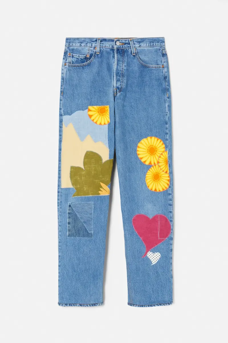 Indigo And Floral Patchwork 501®-Style Jeans 1