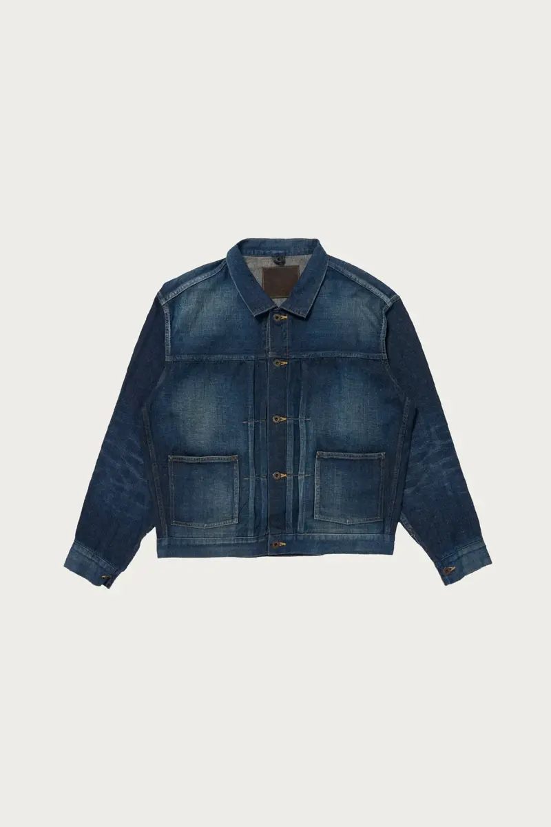 Indigo-Damaged Denim Jacket With Side Panels – Lot. 714 1