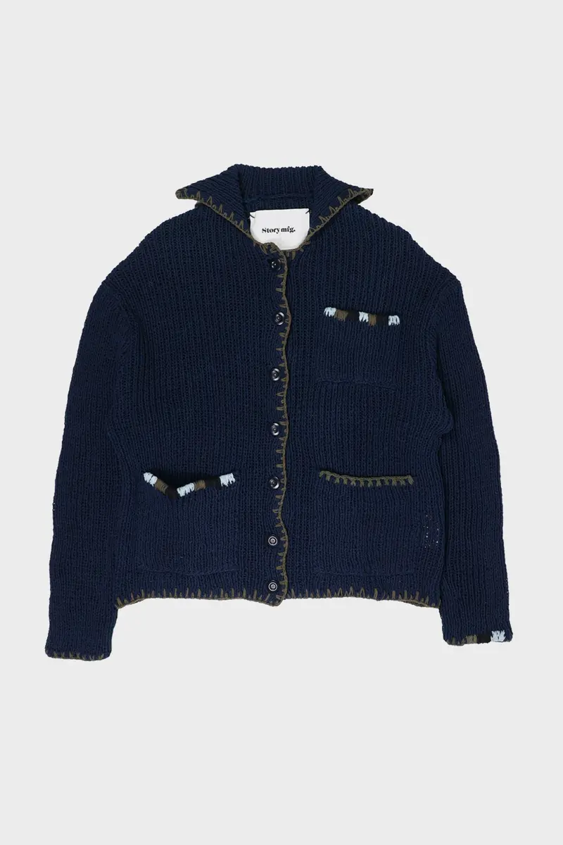 Indigo Grandad Cardigan – Hand-Knit Heritage Style 1
