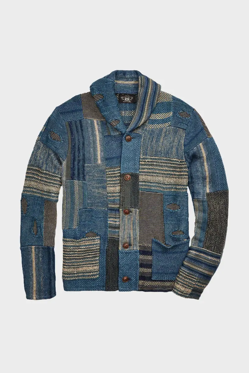 Indigo Multi Patchwork Cardigan – Linen-Blend 1
