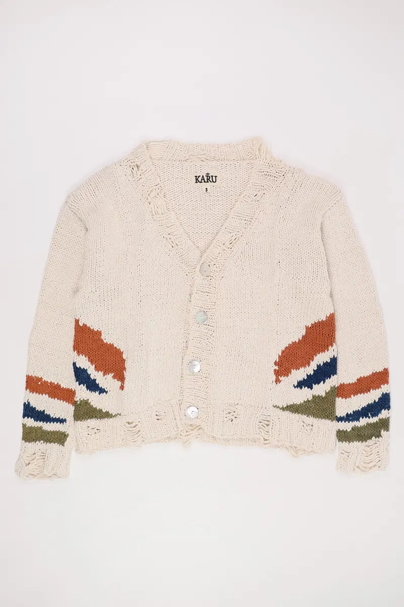 Intarsia Pattern Hand-Knit Cardigan – Naturally Dyed 1