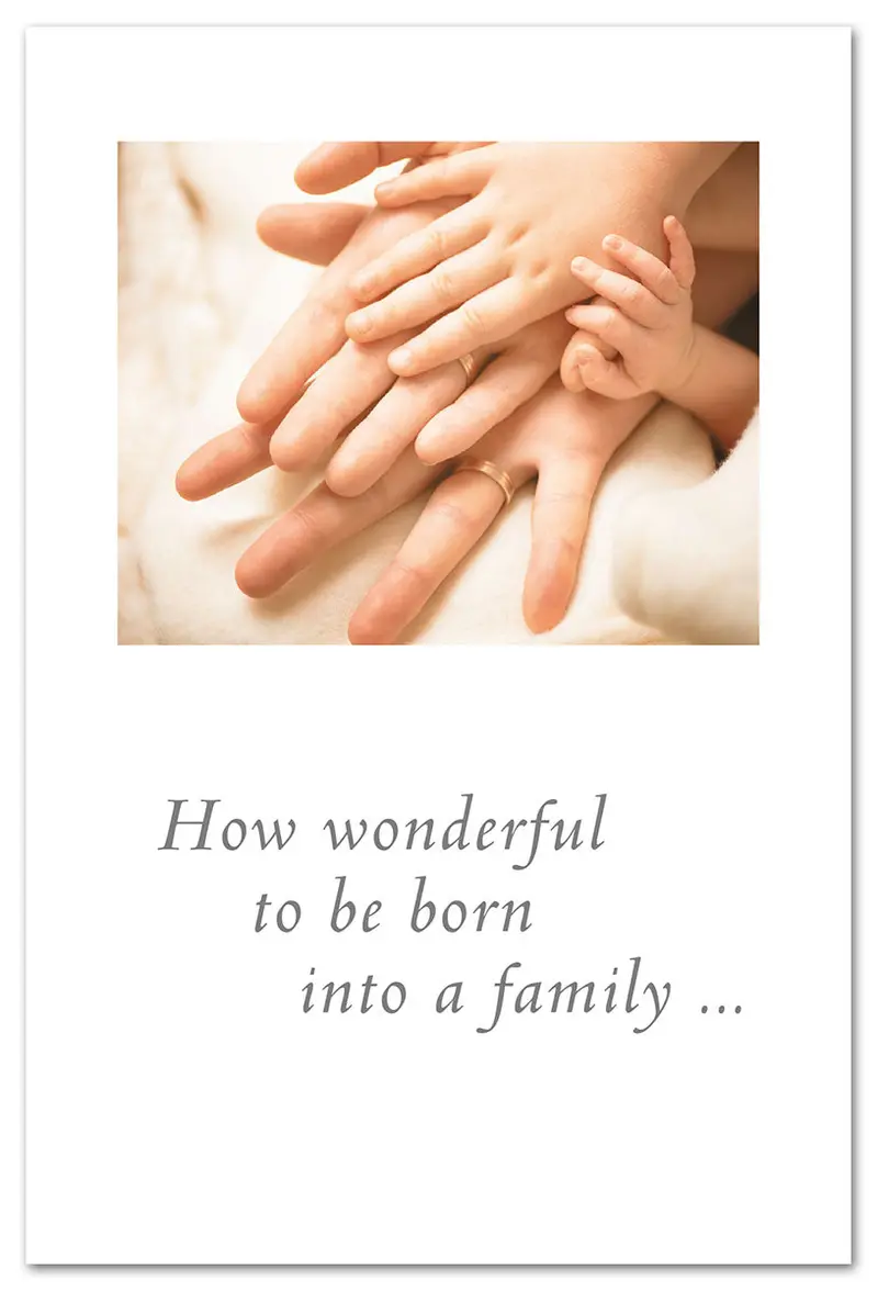 Interlocked Hands New Baby Announcement Card 1