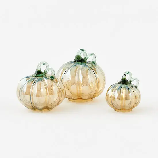 Iridescent Glass Pumpkin Decor Set (Small, Medium, Large) 1