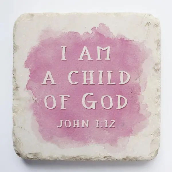 John 1:12 Encouragement Stone – Soft Pink Background 1
