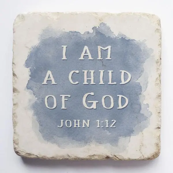 John 1:12 Faith Scripture Stone – Blue Accent Design 1