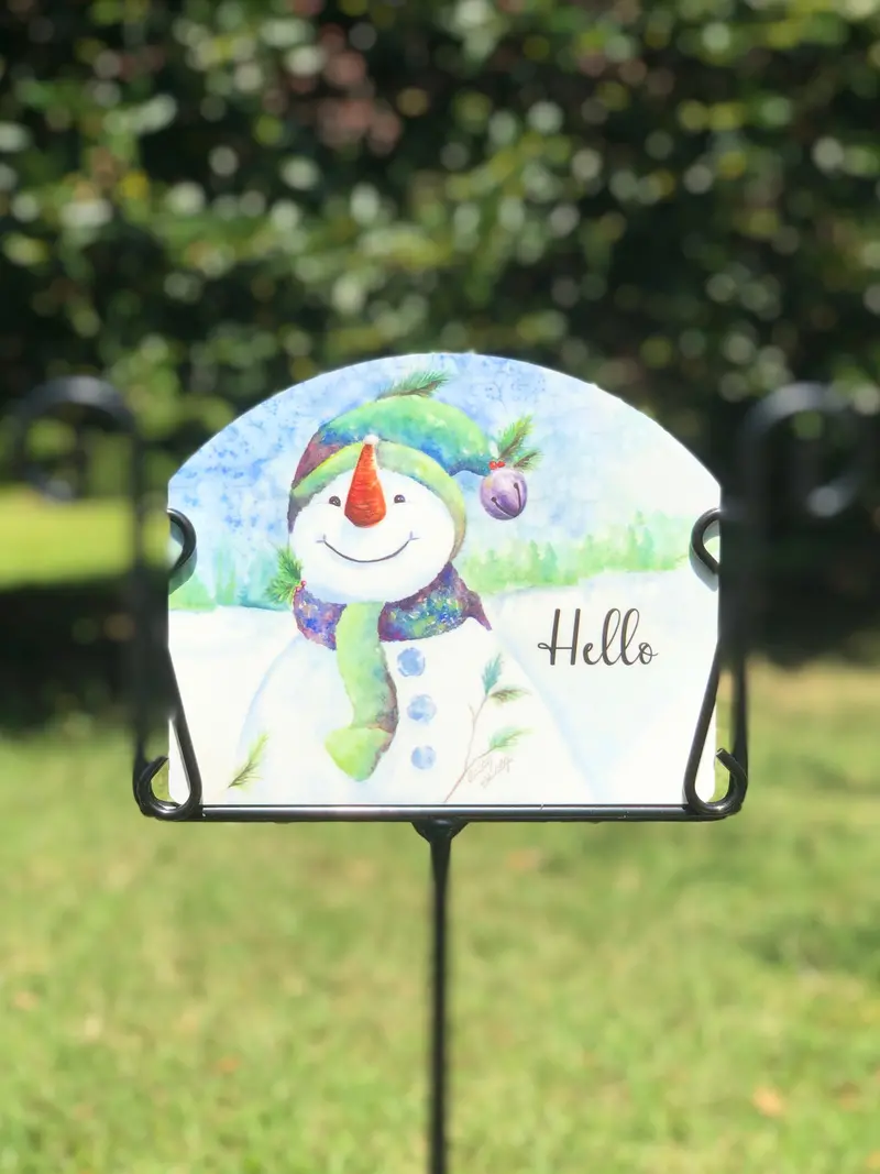 Jolly Snowman Outdoor Garden Sign 1