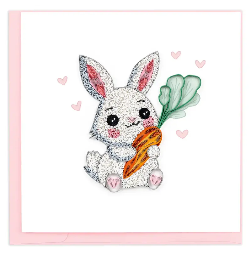 Kawaii Bunny Design Quilled Greeting Card 1