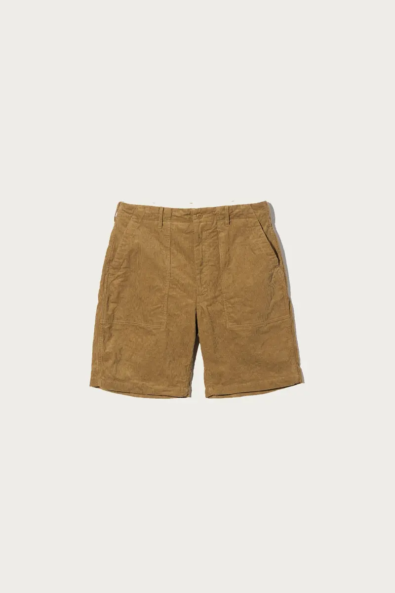 Khaki 14-Wale Corduroy Fatigue Shorts 1
