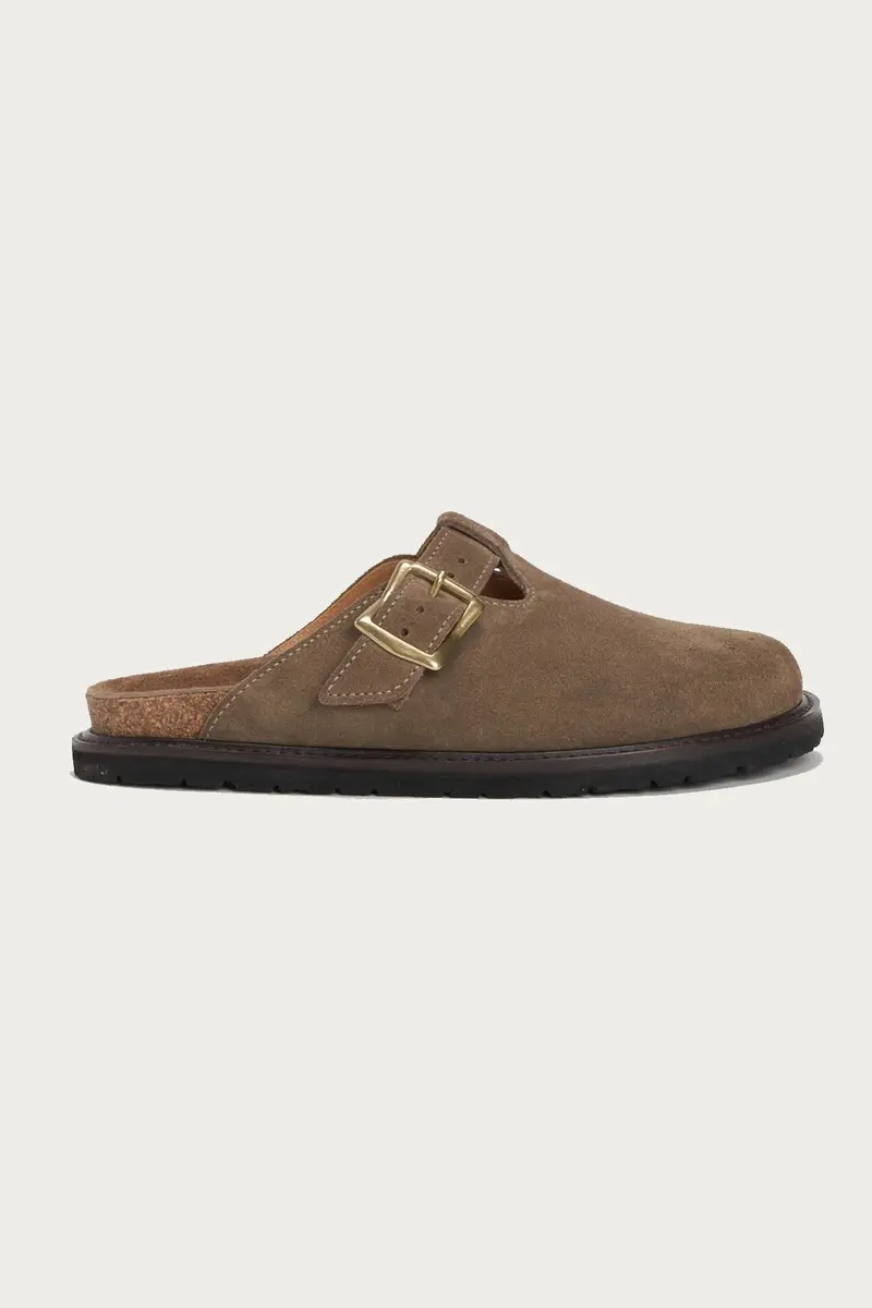 Khaki-Beige Buggs Suede Clog – Casual Slip-On Shoe 1