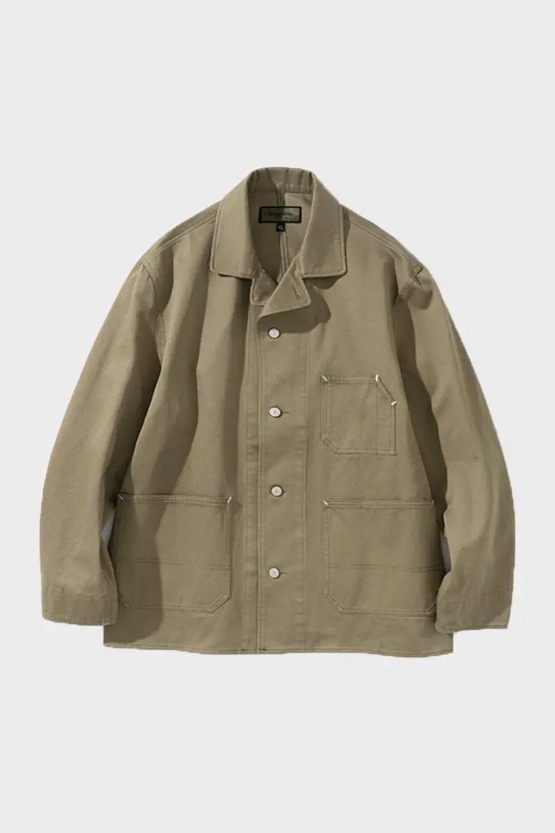Khaki Coverall Jacket For Industrial Or Casual Wear 1