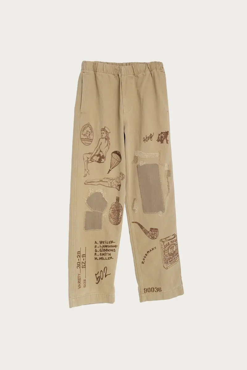 Khaki Duffle-Style Relaxed Fit Trousers 1