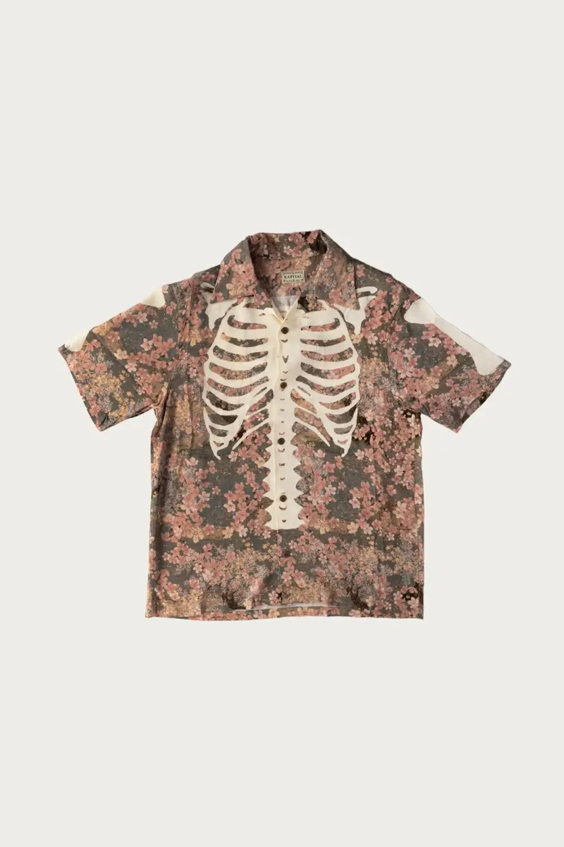 Khaki Rayon Sakura-Bone Aloha Shirt 1