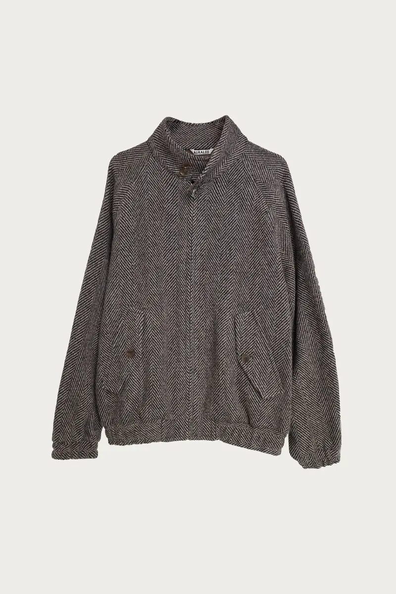 Khaki Tweed Lama Shetland Wool Zip Blouson 1