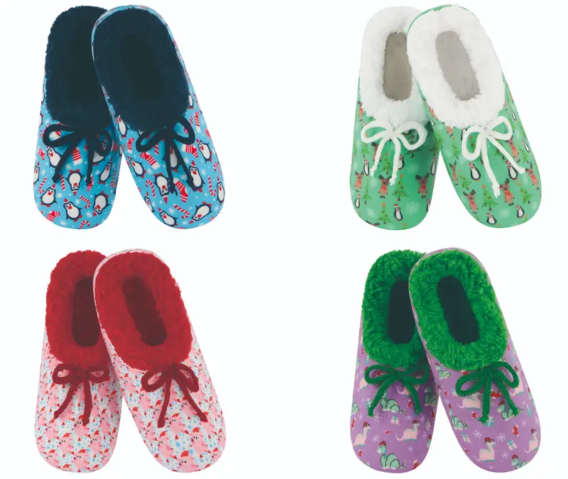 Kids' Holly Jolly Holiday-Themed Snoozies Slippers – Set Of 3 Designs 1